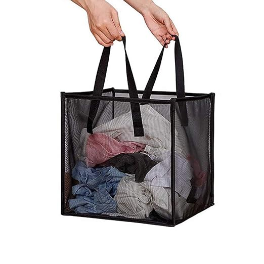 Pop Up Laundry Baskets - Mesh Collapsible Laundry Hampers Storage with Handle - Foldable for Washing Storage, Great for The Kids Room, College Dorm, Travel Organizer (Black) Pop Up Laundry Baskets - Mesh Collapsible Laundry Hampers Storage with Handle - Foldable for Washing Storage, Great for The Kids Room, College Dorm, Travel Organizer (Black)